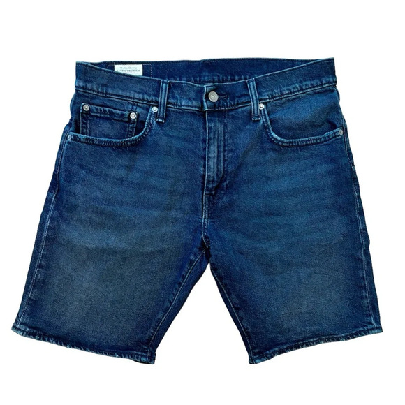 Levi’s Women’s Mid-Thigh Premium Shorts Dark Wash Stretch Size 32 - Picture 1 of 7